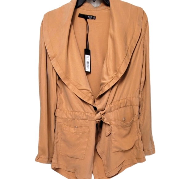 Max Jeans Shawl Tencel Light Almond Jacket sz Small - Picture 2 of 5